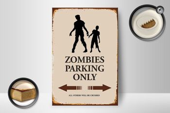 Panneau en bois indiquant 12x18 cm Zombies Parking uniquement toutes les autres décorations 2