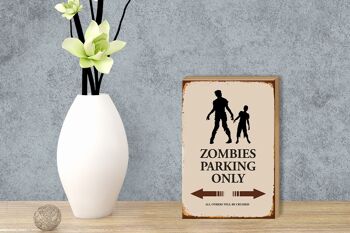 Panneau en bois indiquant 12x18 cm Zombies Parking uniquement toutes les autres décorations 3