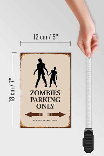 Panneau en bois indiquant 12x18 cm Zombies Parking uniquement toutes les autres décorations 4