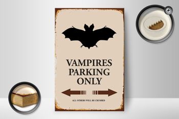 Panneau en bois disant 12x18cm Vampires Parking uniquement toutes les autres décorations 2