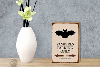 Panneau en bois disant 12x18cm Vampires Parking uniquement toutes les autres décorations 3