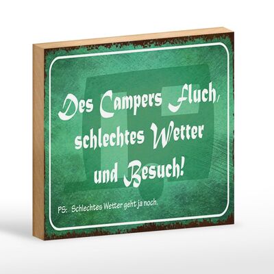 Cartello in legno 18x12 cm con scritta "I campeggiatori maledicono il maltempo" decorazione