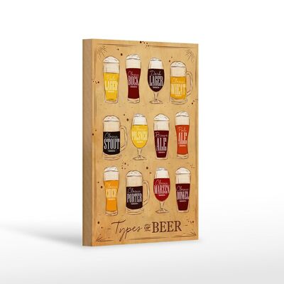 Cartel de madera que dice 12x18cm Tipos de Cerveza Decoración de tipos de cerveza
