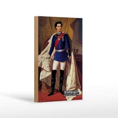 Panneau en bois portrait 12x18 cm Louis II Roi 1845 Décoration Bavière