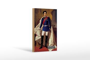 Panneau en bois portrait 12x18 cm Louis II Roi 1845 Décoration Bavière 1
