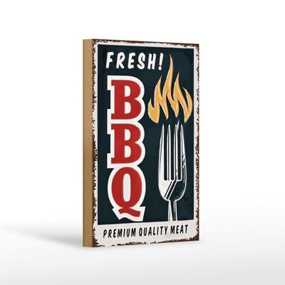 Cartello in legno con scritta "Fresh BBQ Grill" 12 x 18 cm, decorazione di alta qualità