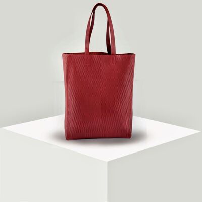 BORSA SHOPPER ACACIA / pelle di vacchetta pieno fiore Rosso