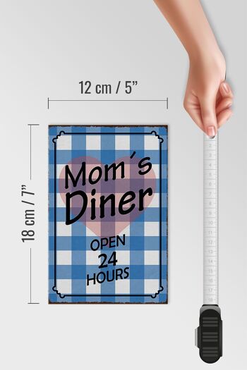 Panneau en bois disant 12x18 cm Mom's Diner ouvert 24 heures décoration coeur 4