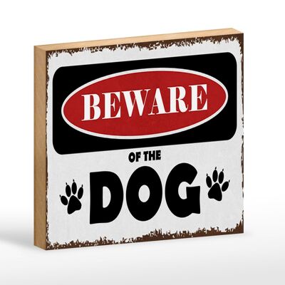 Cartello in legno con scritta "Attenzione al cane" 18x12 cm. Decorazione cane