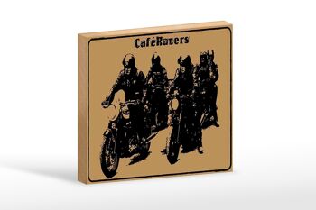 Panneau en bois disant 18x12cm décoration moto moto café coureurs 1
