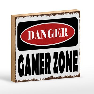Holzschild Spruch 18x12 cm danger Gamer Zone Dekoration