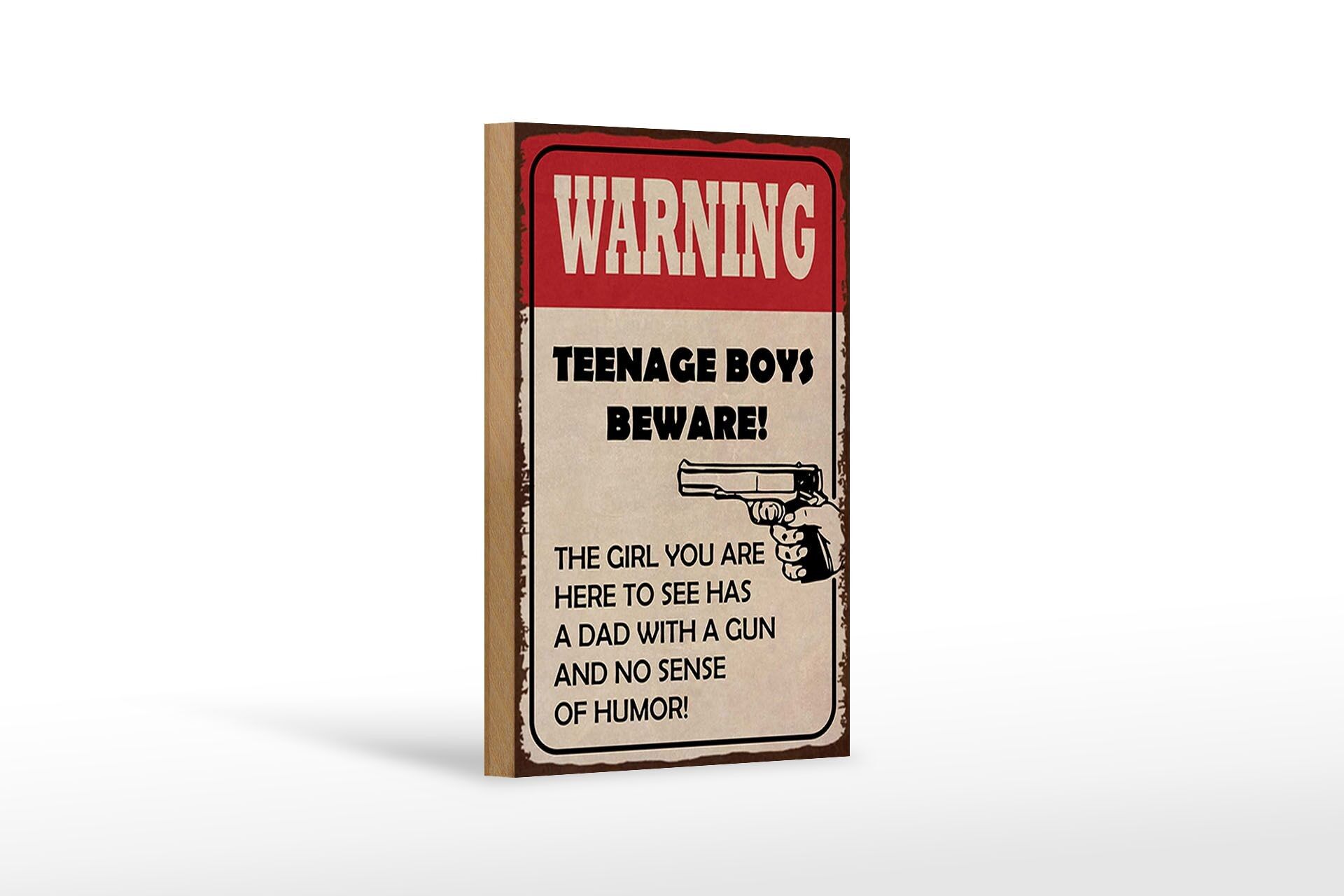 Cartello in legno con scritta 12x18 cm che avverte i ragazzi di fare attenzione alla decorazione