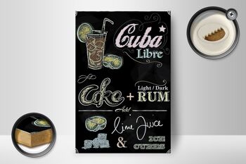 Panneau en bois recette 12x18cm Cuba Libre Cocktail Rhum Brun Décoration Glace 2