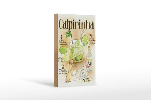 Holzschild Rezept 12x18cm Caipirinha limao dose de cachaca Dekoration