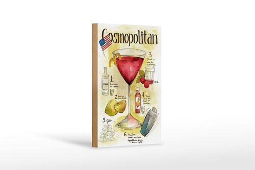Holzschild Rezept 12x18 cm Cosmopolitan Cocktail Recipe Dekoration