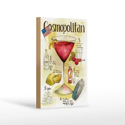 Holzschild Rezept 12x18 cm Cosmopolitan Cocktail Recipe Dekoration