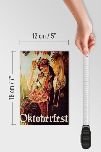 Panneau en bois Pin Up 12x18 cm Femme Oktoberfest avec décoration de bière 4