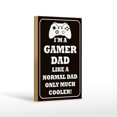 Cartel de madera que dice 12x18 cm Soy un papá gamer como decoración papá normal