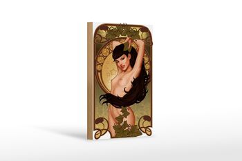 Panneau en bois pin up 12x18 cm sexy femme fille lierre piercing décoration 1