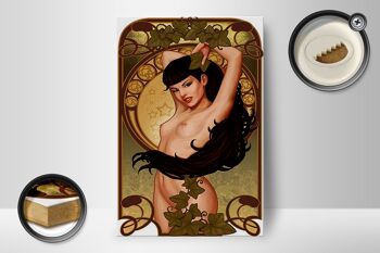 Panneau en bois pin up 12x18 cm sexy femme fille lierre piercing décoration 2