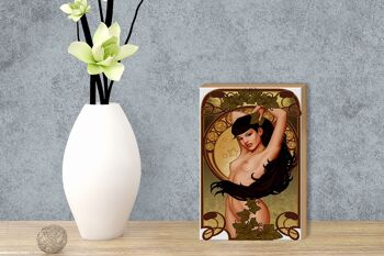 Panneau en bois pin up 12x18 cm sexy femme fille lierre piercing décoration 3