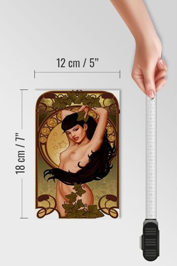 Panneau en bois pin up 12x18 cm sexy femme fille lierre piercing décoration 4