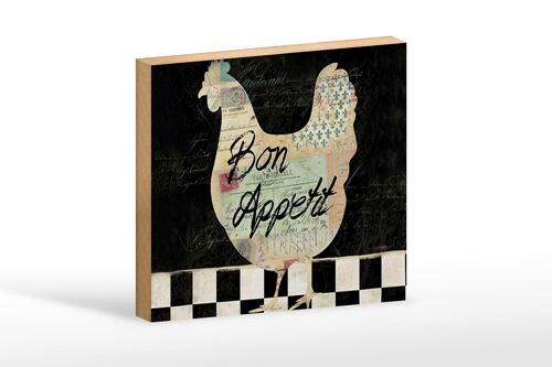 Holzschild Spruch 18x12 cm Huhn Hühner Bon Appetit Eier Dekoration