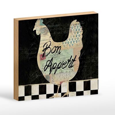 Wooden sign saying 18x12 cm chicken chickens bon appetit eggs decoration