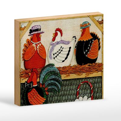 Panneau en bois disant 18x12 cm poules poules oeufs décoration oeufs