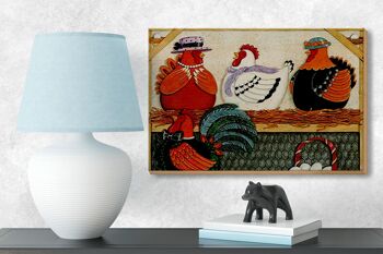 Panneau en bois disant 18x12 cm poules poules oeufs décoration oeufs 3