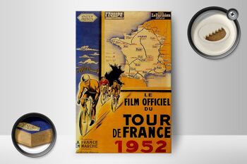 Panneau en bois disant 12x18cm le film vélo Tour France 1952 décoration 2