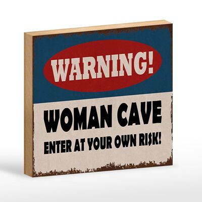 Letrero de madera que dice 18x12 cm advirtiendo que las mujeres cuevan su propio riesgo decoración