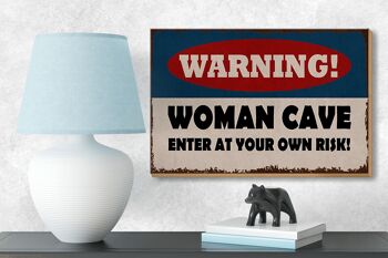 Panneau en bois indiquant 18x12cm, avertissement aux femmes, décoration de votre propre risque 3