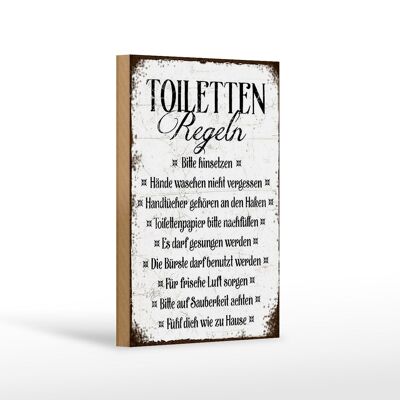 Holzschild Spruch 12x18 cm Toiletten Regel bitte hinsetzen Dekoration