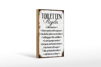 Panneau en bois indiquant la règle des toilettes 12x18 cm, veuillez vous asseoir, décoration 1