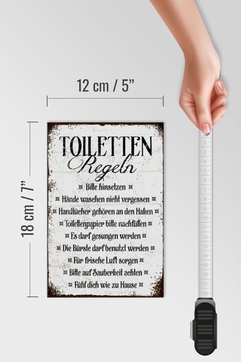 Panneau en bois indiquant la règle des toilettes 12x18 cm, veuillez vous asseoir, décoration 4