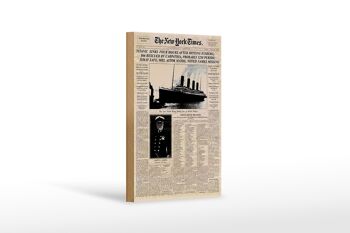 Panneau en bois journal 12x18 cm New York Times Titanic, décoration d'éviers 1