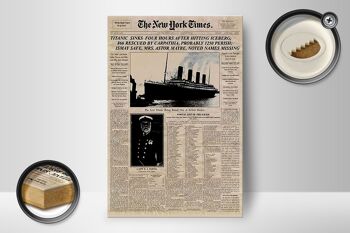 Panneau en bois journal 12x18 cm New York Times Titanic, décoration d'éviers 2