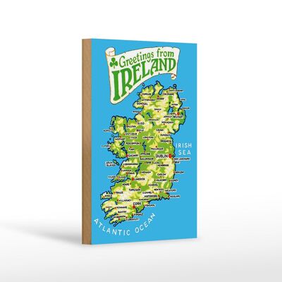 Cartel de madera festivo 12x18cm Saludos desde Irlanda decoración mapa