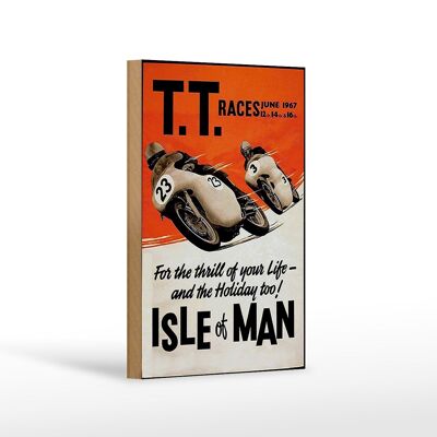 Cartel de madera con texto 12x18 cm Decoración Moto TT Races Isla de Man