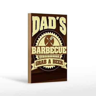 Wooden sign saying 12x18 cm Dad's barbecue grab a beer decoration