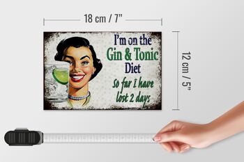 Panneau en bois disant 18x12 cm Décoration I'm on the Gin & Tonic Diet 4