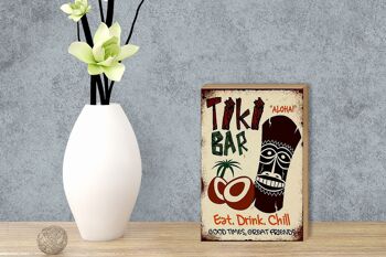 Panneau en bois disant 12x18 cm TIKI Bar Aloha eat drink chill decoration 3