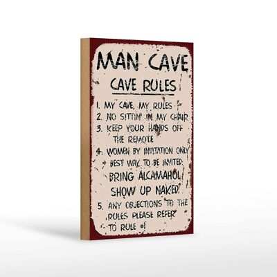 Panneau en bois disant 12x18cm Décoration Man cave my cave my Rules