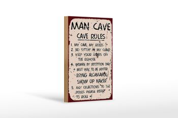 Panneau en bois disant 12x18cm Décoration Man cave my cave my Rules 1