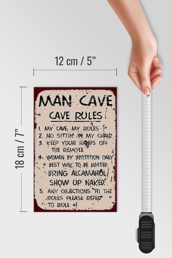 Panneau en bois disant 12x18cm Décoration Man cave my cave my Rules 4