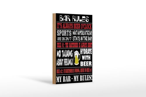 Holzschild Spruch 12x18 cm Bar rules Bier my bar my rules Dekoration