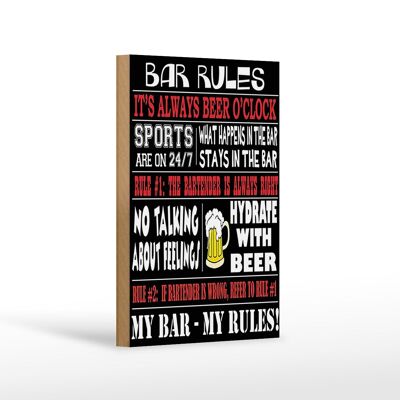 Cartel de madera con texto 12x18 cm Reglas de bar cerveza mi bar mis reglas decoración