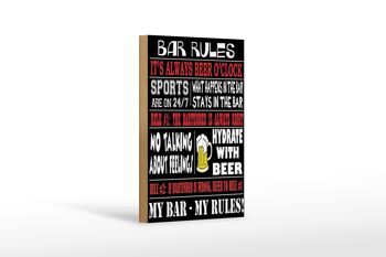 Panneau en bois disant 12x18 cm Bar règles bière mon bar mes règles décoration 1