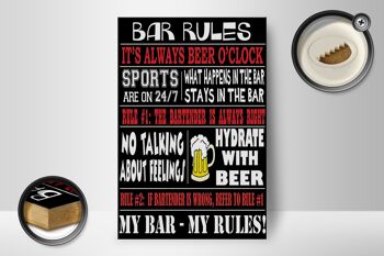 Panneau en bois disant 12x18 cm Bar règles bière mon bar mes règles décoration 2